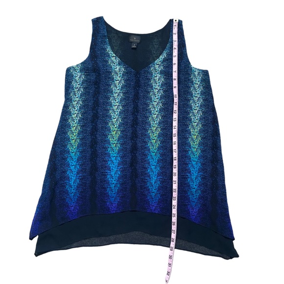 Worthington Blue Green Snakeskin Print Handkerchief Hem Sleeveless Tank Blouse S - Picture 13 of 14